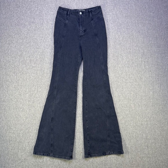 We The Free People Black High Rise Bell Bottom Flare Stretch Jeans Size 27 - Picture 2 of 11